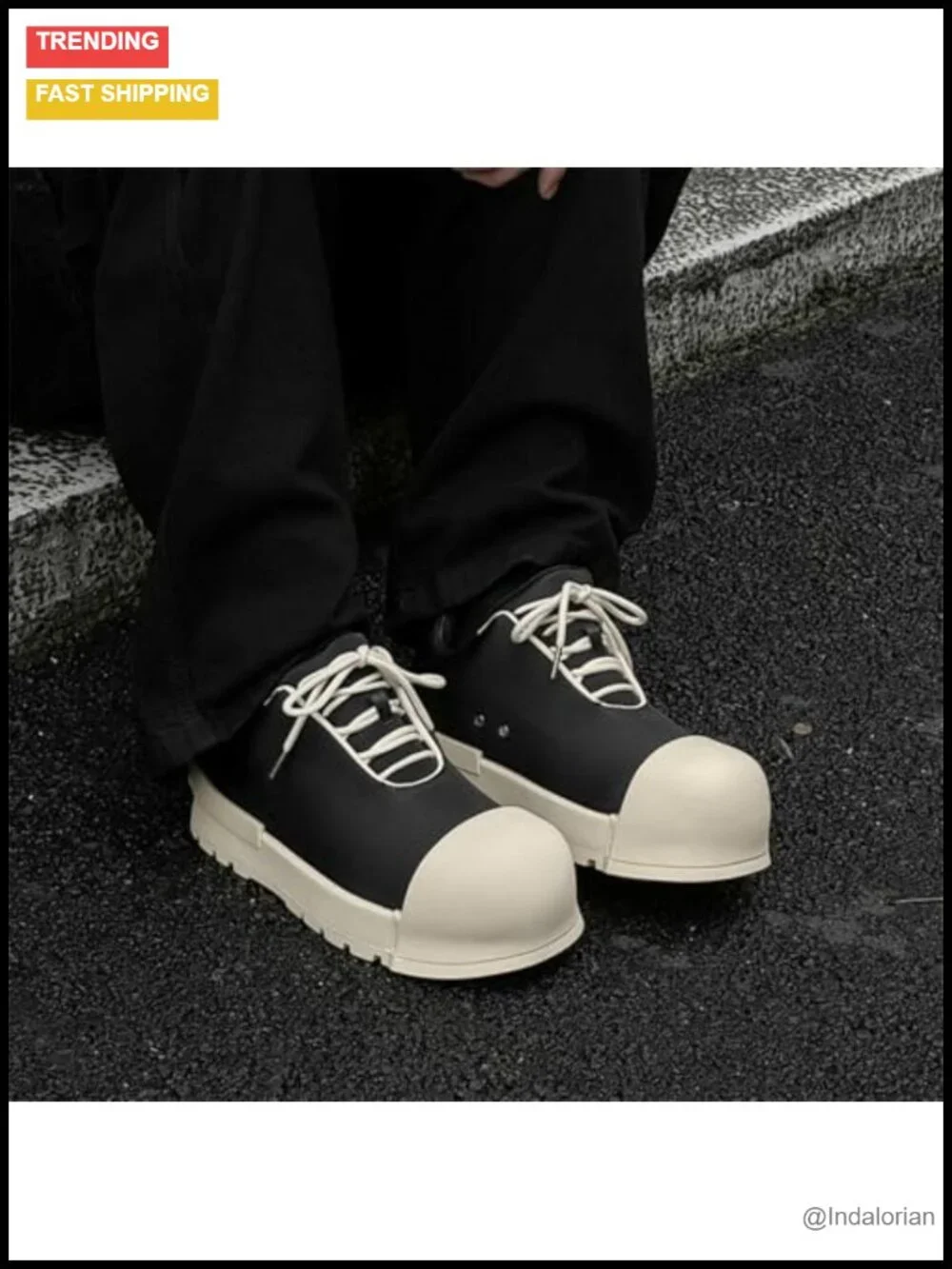 Avant-Garde Punk Chunky Platform Sneakers Men's Lace-Up Low-Top Fashion